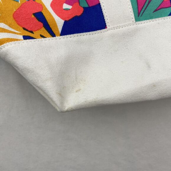 J.Crew Canvas Tote Bag Tropical Leaf Print One Size Beach Purse Handbag Shopper - Picture 8 of 15